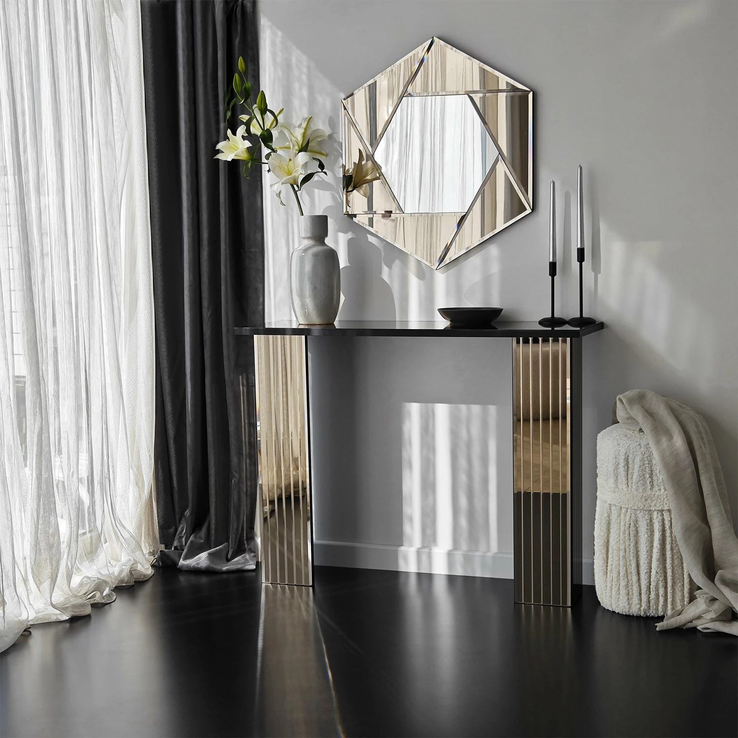 Komodë Hanah Home, 3 sirtarë, ngjyrë bronzi