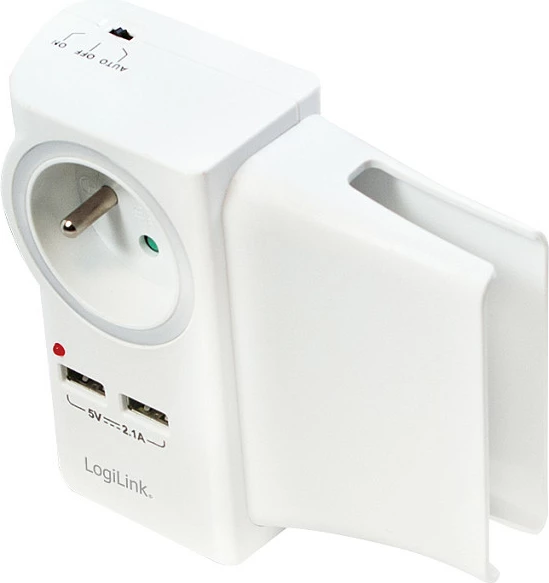 Karikues USB-A LogiLink, 10.5W, 2x USB-A, prizë CEE 7/5 (FR), i bardhë