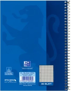 Fletore Oxford 100050393, A5, 80 fletë, 90g, katrore, kaltër