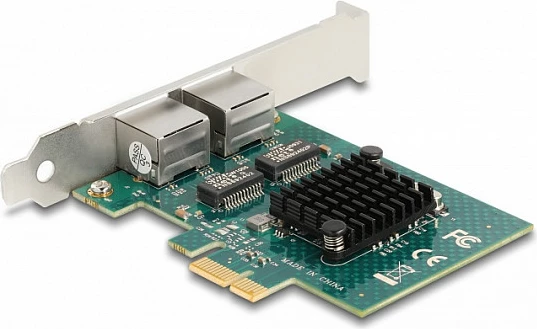 Kartelë rrjeti PCIe DeLOCK, 2x RJ45 Gigabit, PCIe 2.0, gri