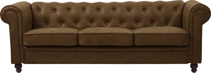 Kauç 3-vendësh Chesterfield, stof kafe antike, 203x84x67cm
