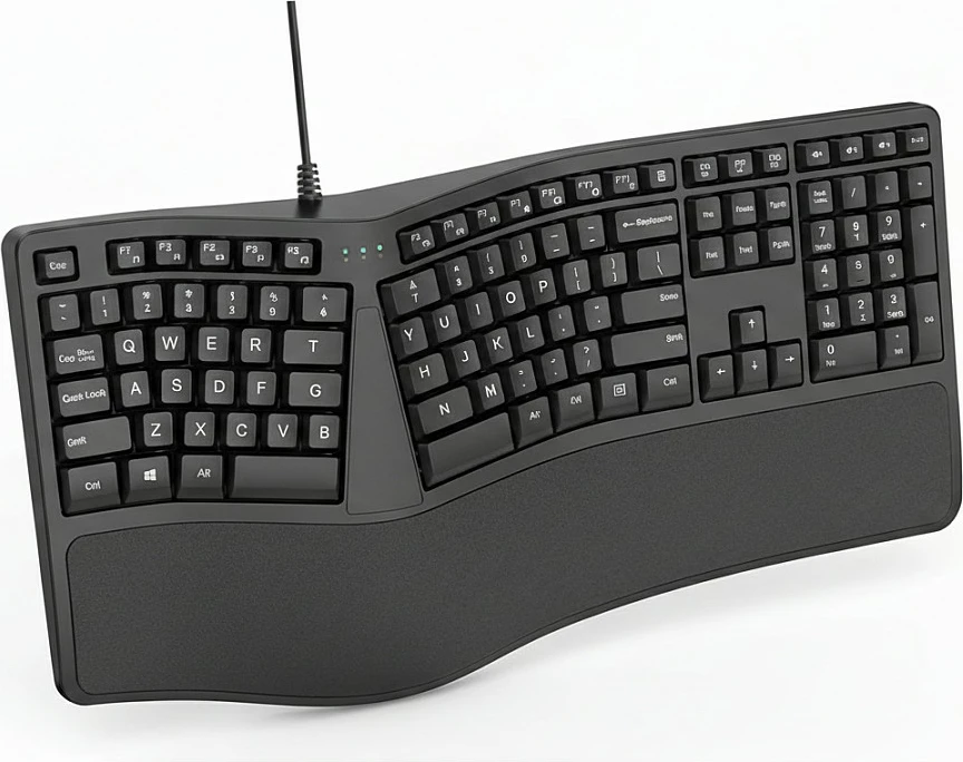 Tastierë Trust Keyra ergonomike multi-device, Bluetooth + 2.4 GHz, DE, e zezë
