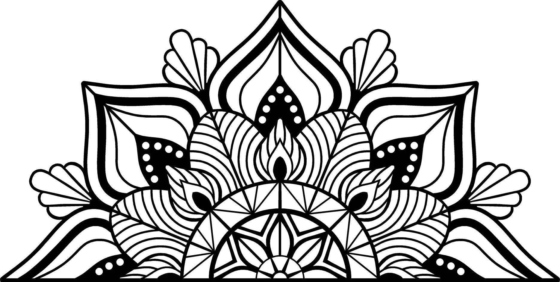 Aksesor dekorativ metalik për mur, Mandala 1, ngjyrë e zezë