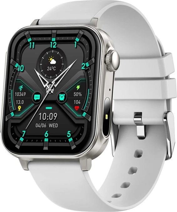 Smartwatch, Colmi P80, 1.83" HD 60 Hz, thirrje me Bluetooth, 100+ moda sportive, matje HR/SpO2, IP67, USB-C, argjendtë