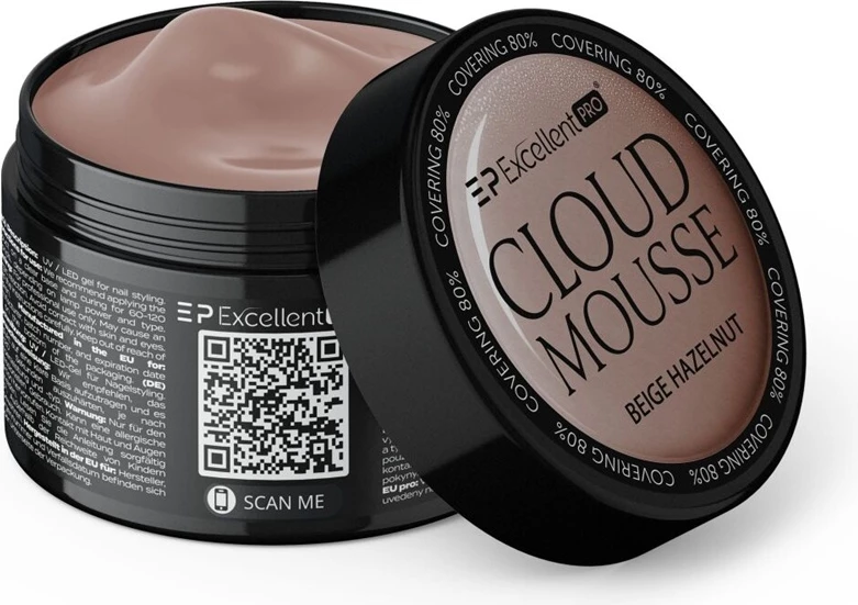 Xhel ndërtues për thonj për femra Excellent PRO Cloud Mousse Building Gel Beige Hazelnut 15g