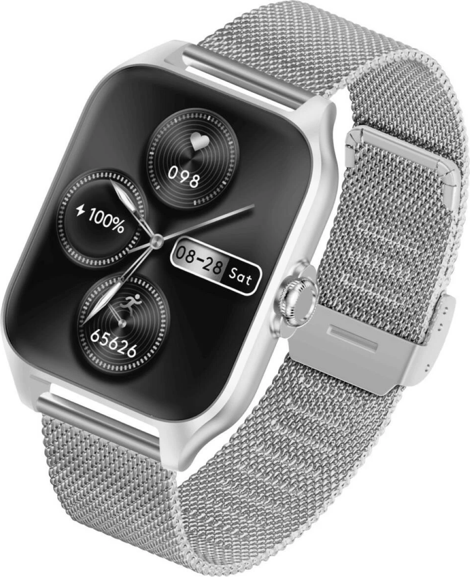 Smartwatch Garett GRC Activity 2, AMOLED 1.77", Bluetooth, Argjendtë, me rrip rezervë