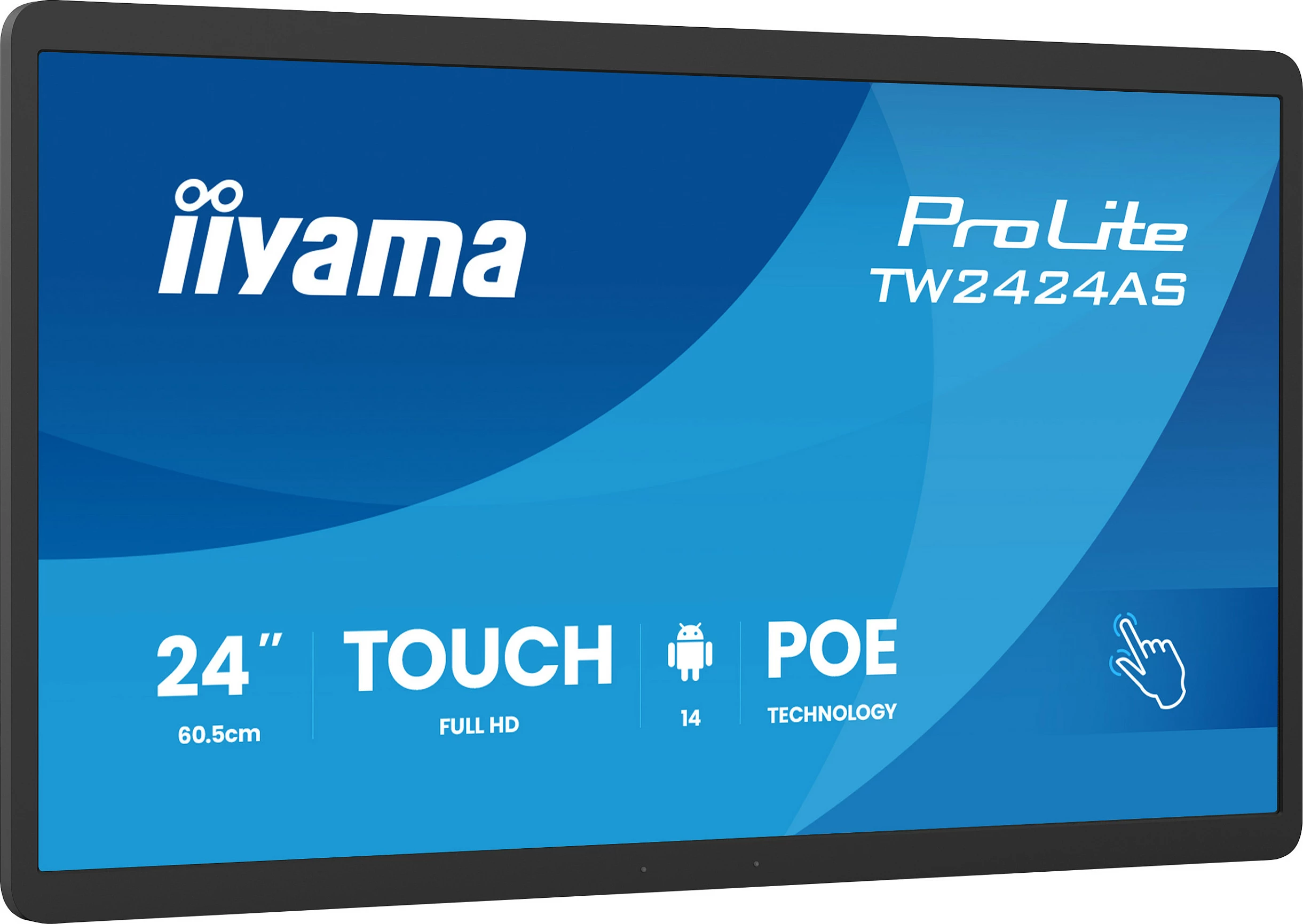 Monitor Touch iiyama ProLite TW2424AS-B3P, 23.8", Full HD, Android, USB-C, PoE, i zi