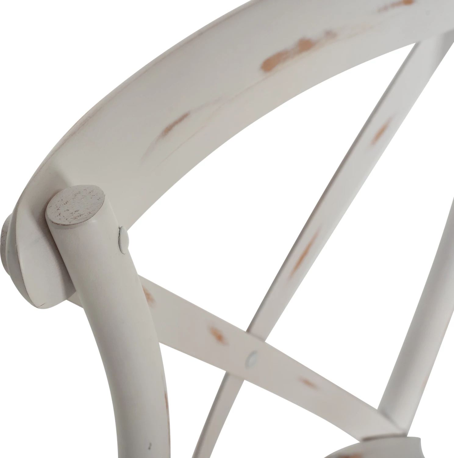 Karrige Owen e grumbullueshme prej druri ahu, ngjyrë e bardhë e larë, me shpinë të kryqëzuar, FH8575.04, 45x55.5x90 cm