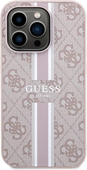 Mbështjellës Guess 4G Printed Stripes MagSafe për iPhone 15 Pro, Rozë