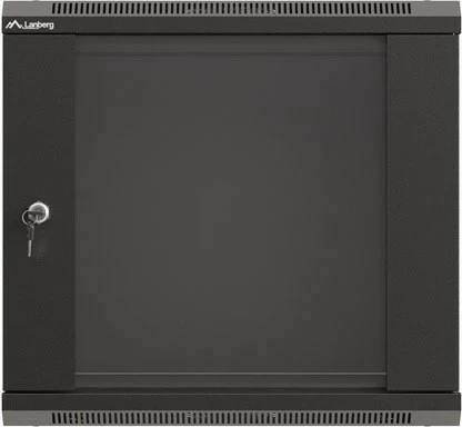 Kabinet rack LANBERG 19" 9U 540x350, derë xhami, i zi