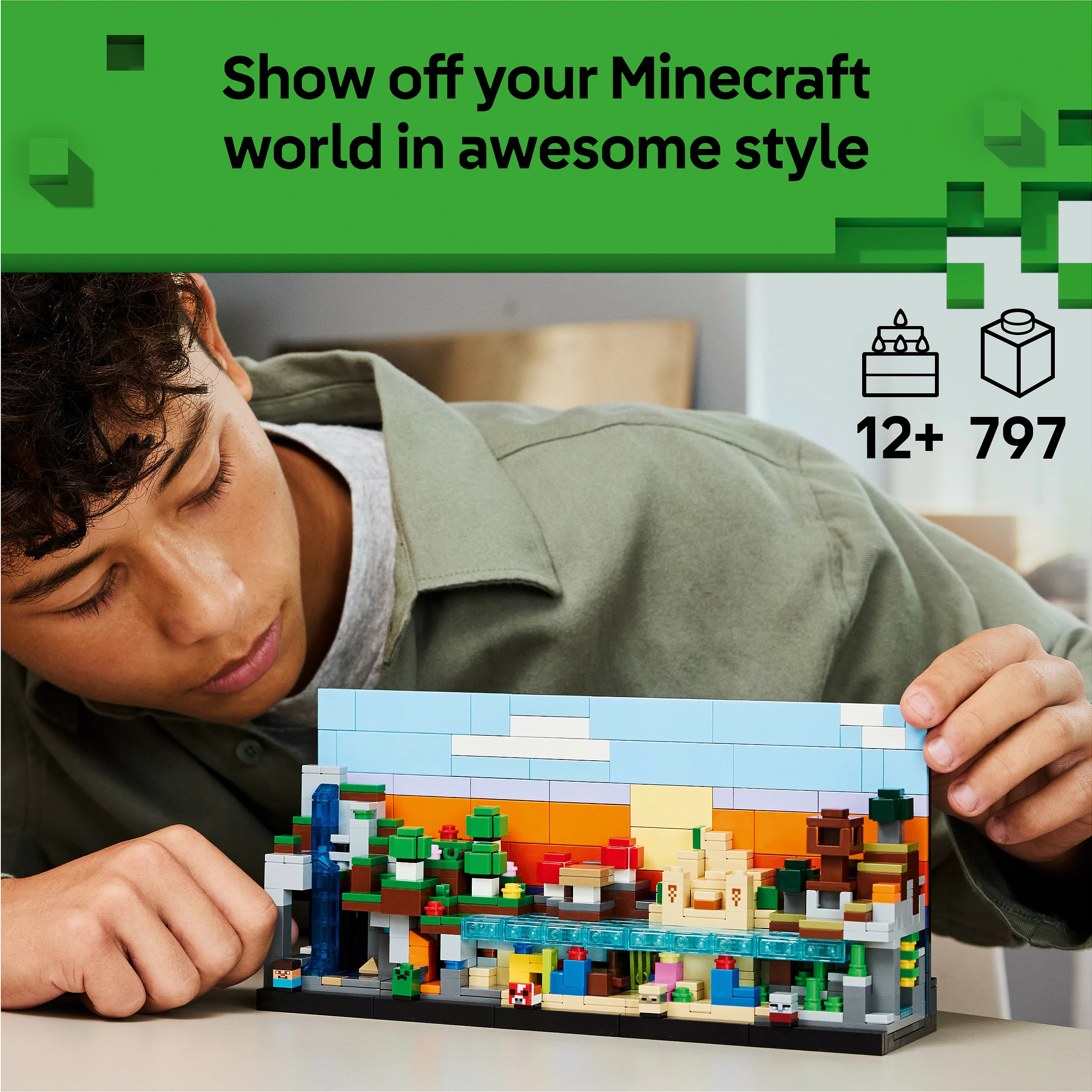 Set ndërtimi LEGO Minecraft Mini Biomes 21589, 797 copë, 12+, shumëngjyrësh