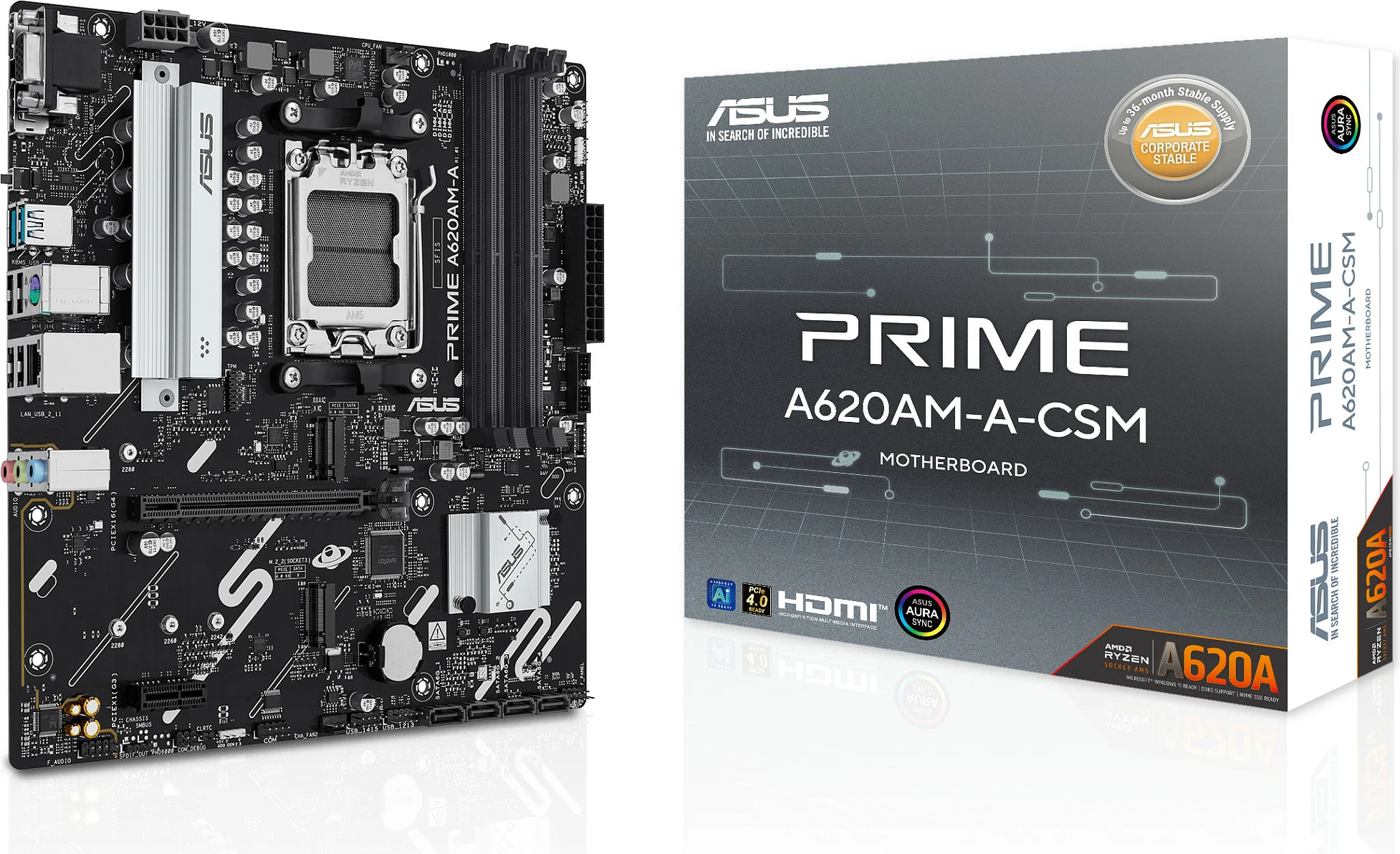 Pllakë amë ASUS PRIME A620AM-A-CSM, Socket AM5, micro ATX, DDR5 256GB, PCIe 4.0, e zezë