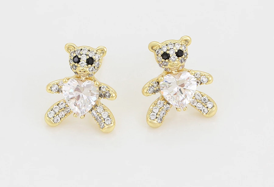 Vathë Xuping të praruar në ar 14 karatësh VA2B, në formë ariu, artë/bardhë