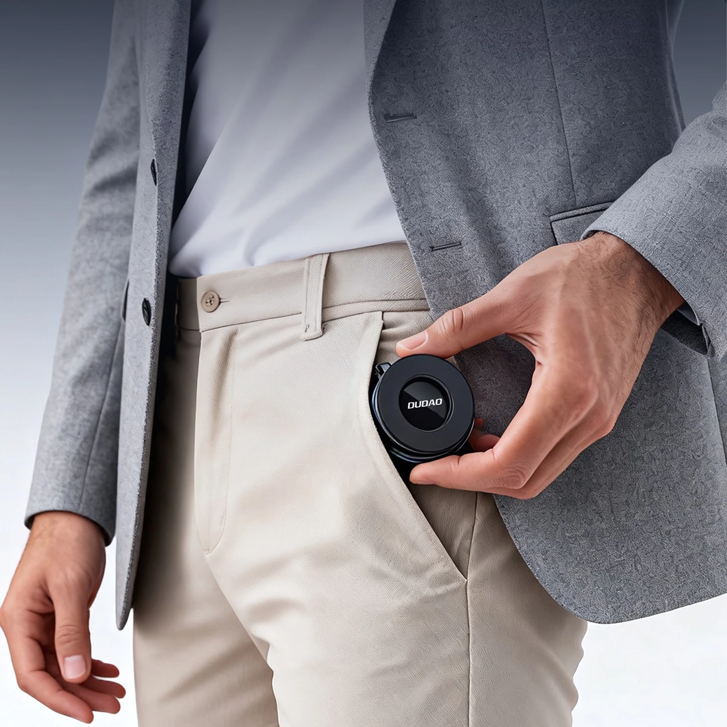 Mbajtës magnetik për celular Dudao F24PRO MagSafe, me kupë thithëse për xham të përparmë ose panel, rrotullim 360°, i zi