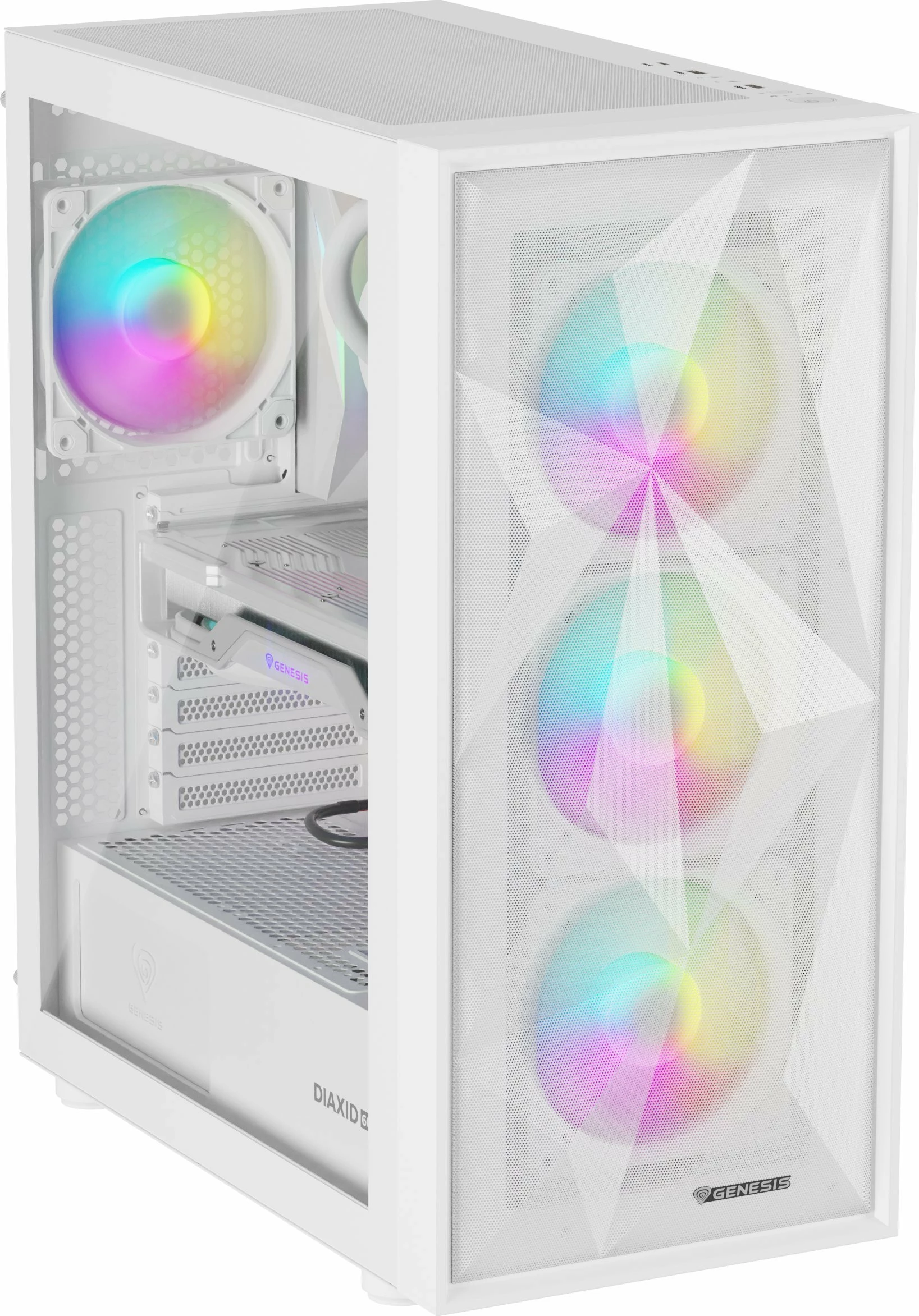 Kasë GENESIS Diaxid 605 ARGB (NPC-2173) Midi Tower ATX/microATX/Mini-ITX USB-C, e bardhë