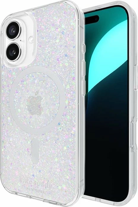 Mbështjellës Kate Spade New York Protective MagSafe për iPhone 16, Chunky Glitter, argjendtë