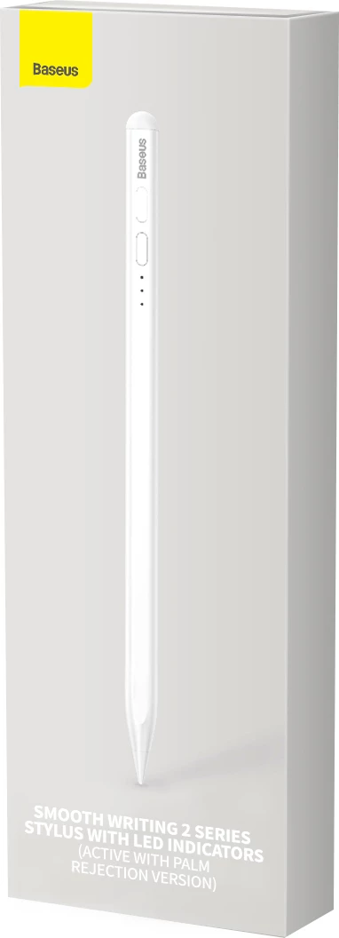 Stylus aktiv për iPad, Baseus Smooth Writing 2, SXBC060402, mbështetje për pjerrësi, bateri 130mAh, USB-C, tregues LED, e bardhë
