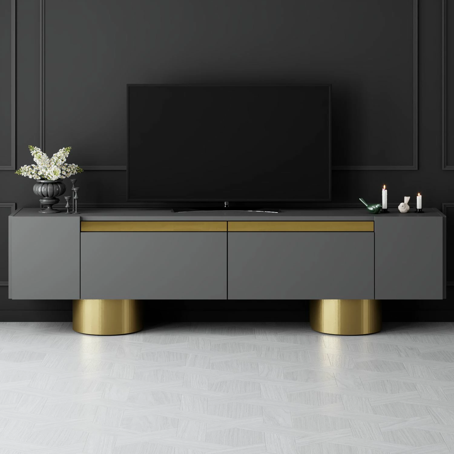 Komodë TV Hanah Home, bohem, antracit, ari