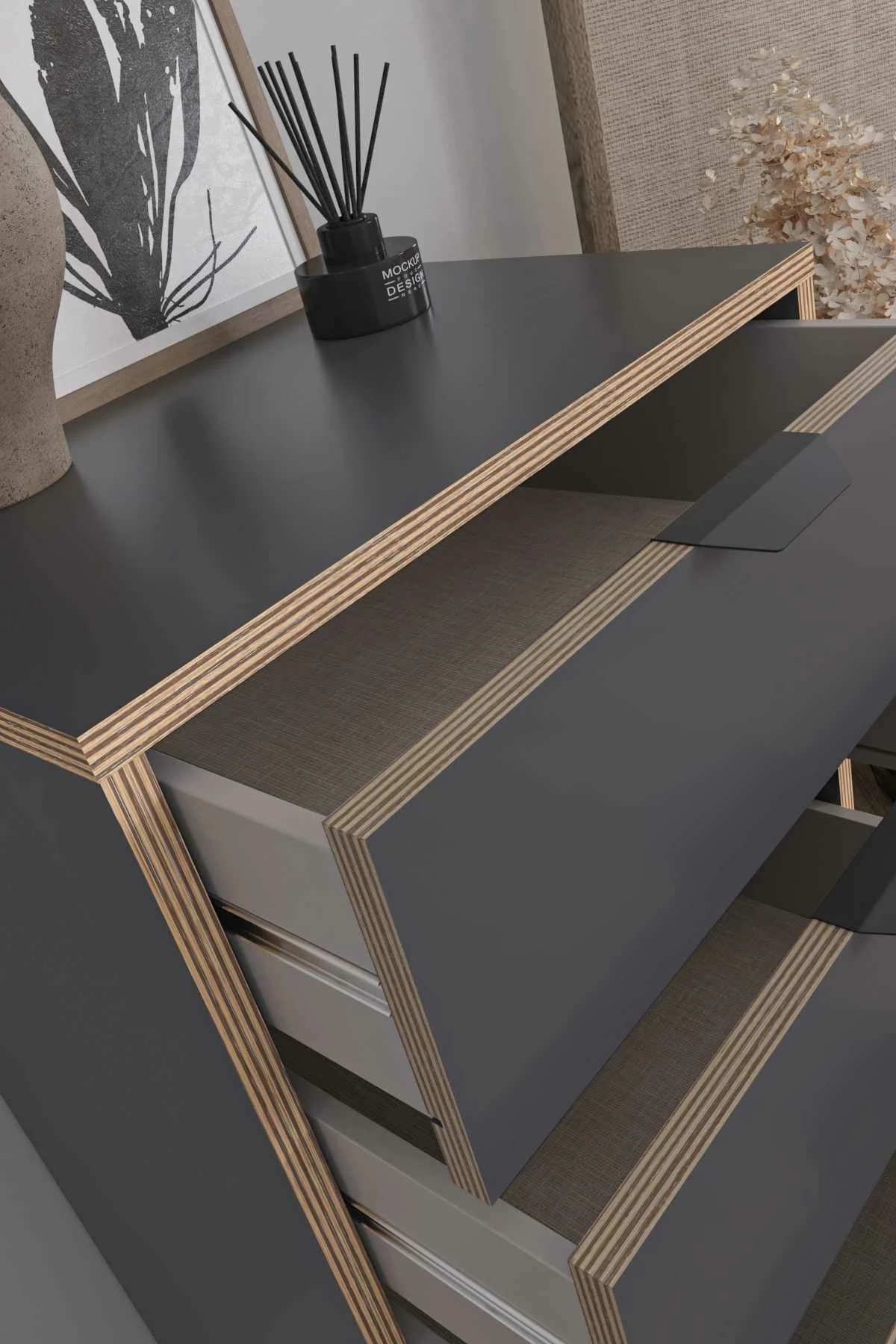 Komodë Arden, ngjyrë antracit, Skye Decor