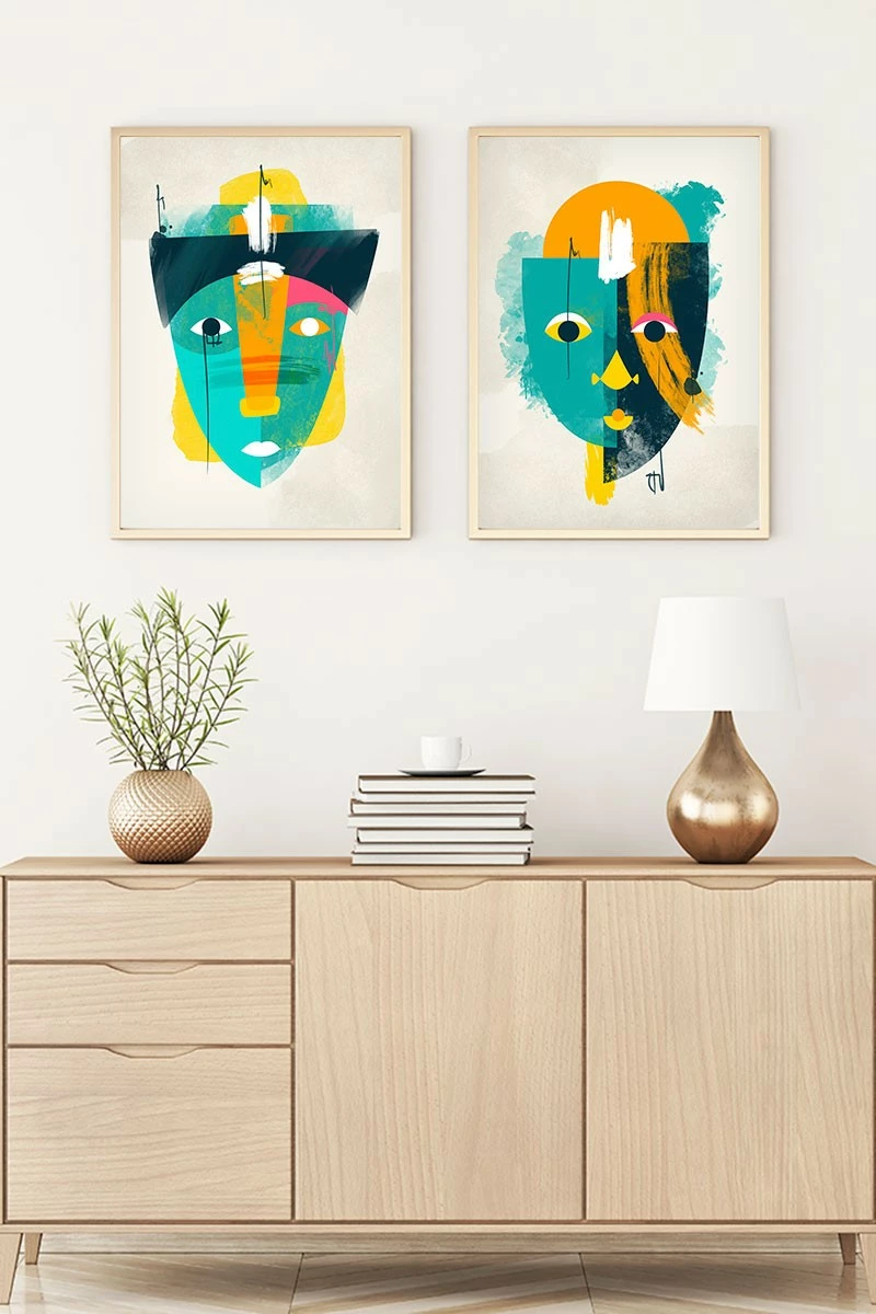 Pikturë dekorative me kornizë MDF (2 copë), Wallity, Huhu95, 50x35cm