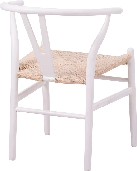 Karrige Wishbone, dru kauçuku, litar sintetik, ngjyrë natyrale-bardhë, 60x51x80cm