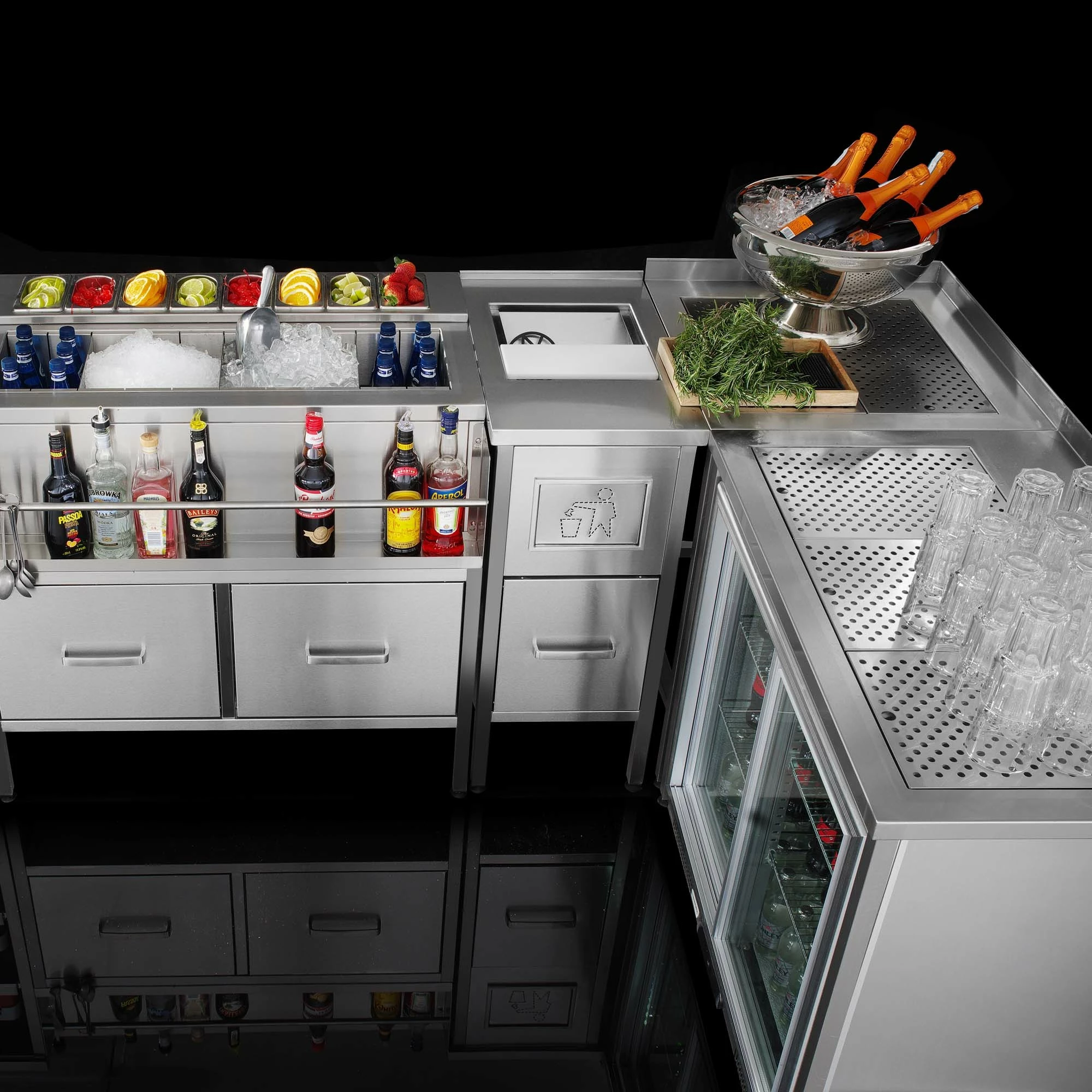 Panel muror për bar, Barmatic Oxygen, 1000x200/600xH1100 mm, çelik inox, argjendtë