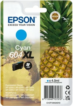 Toner Epson 604XL, Cyan, 4 ml, 350 faqe