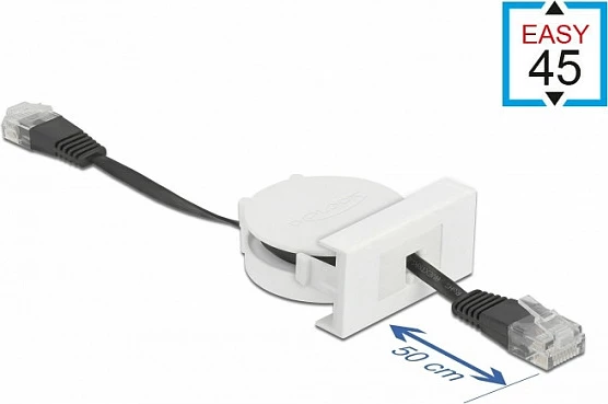 Modul kabllo rrjeti DeLOCK Easy 45, RJ45 Cat5e, 0.62 m, e tërheqshme, zi/bardhë