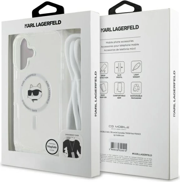 Mbështjellës Karl Lagerfeld IML Choupette Head & Cord MagSafe për iPhone 16, Transparent