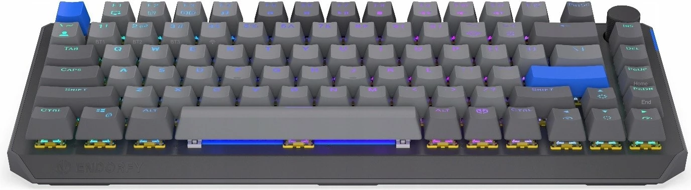 Klaviaturë mekanike wireless Endorfy Thock V2 75% Wireless, ENDORFY Yellow by Gateron, RGB, US ANSI, hot-swap, gri