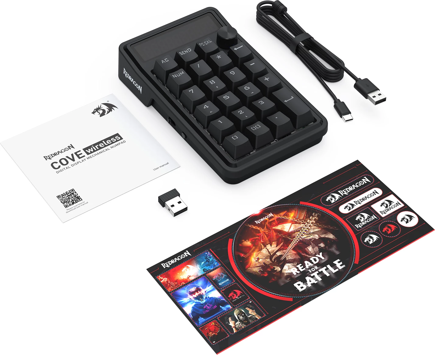 Tastierë numerike mekanike Redragon Cove K733, 22 tasta, USB-C/2.4G/Bluetooth, RGB, e zezë