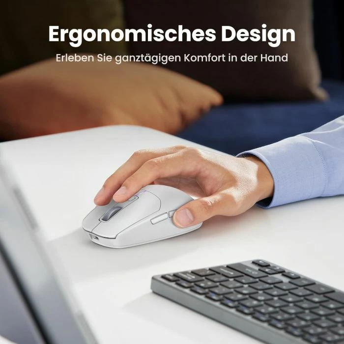 Maus wireless UGREEN 15629 5000 DPI 2.4G + Bluetooth 5.0, USB-C rechargeable, bardhë