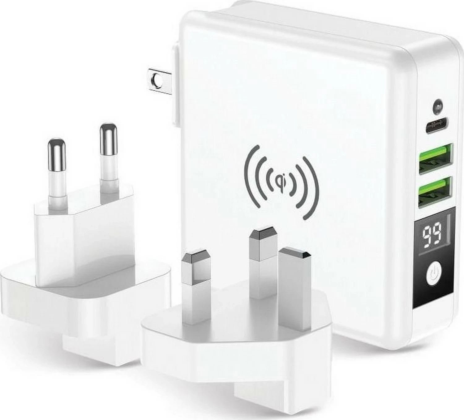 Karikues Forcell F-Energy 4n1 15W, power bank 8000mAh, USB/USB-C, i bardhë