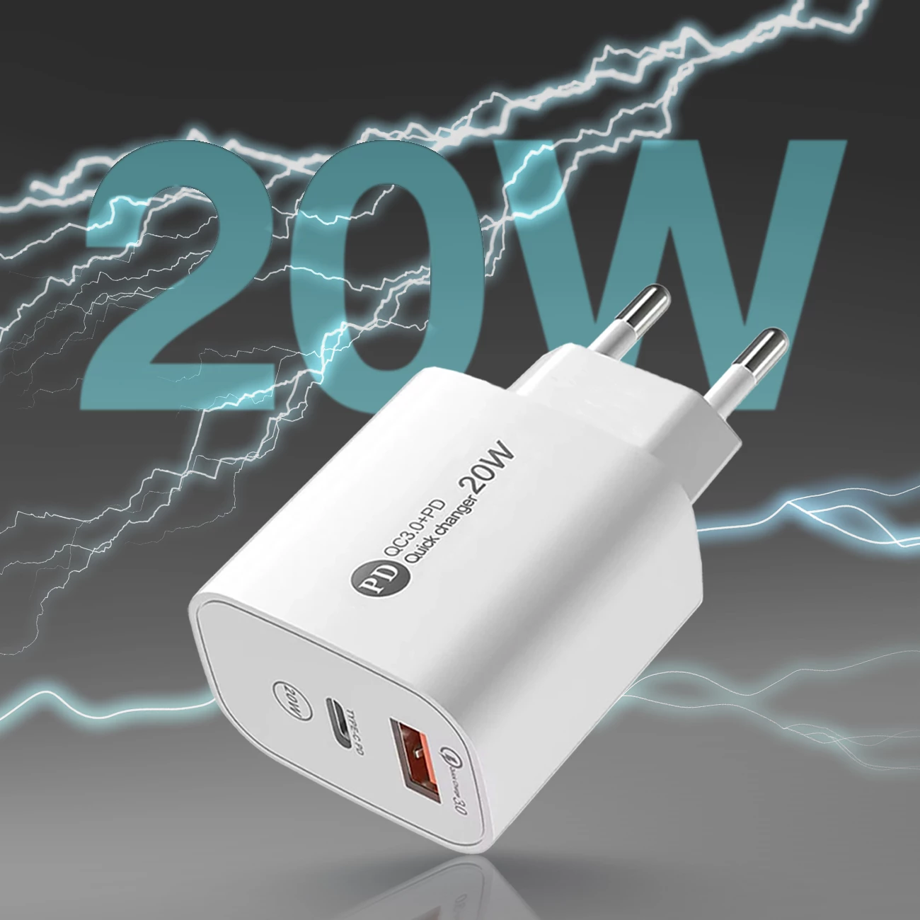 Karikues muri Hurtel A6MaxL, 20W, 2 porta USB-A/USB-C, me kabllo USB-C - USB-C 1m, Bardhë