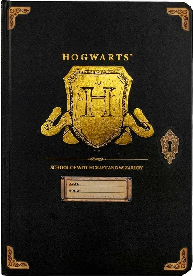 Fletore A5 me kapak të fortë Blue Sky Harry Potter Hogwarts Shield Label, 80 faqe, e zezë