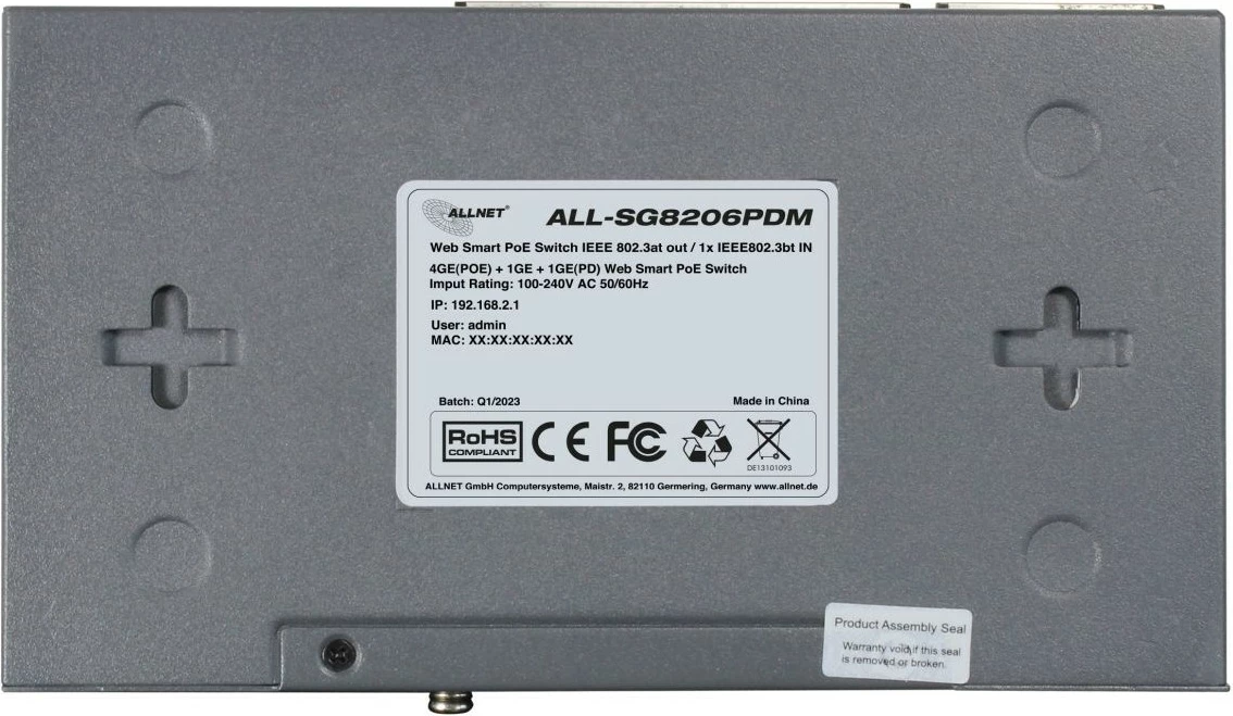 Switch ALLNET ALL-SG8206PDM, PoE