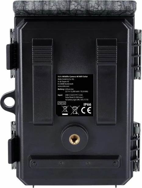 Kamerë survejimi Rollei 40536 4K/48MP, night vision, Wi‑Fi, IP66, me panel solar, kamuflazh