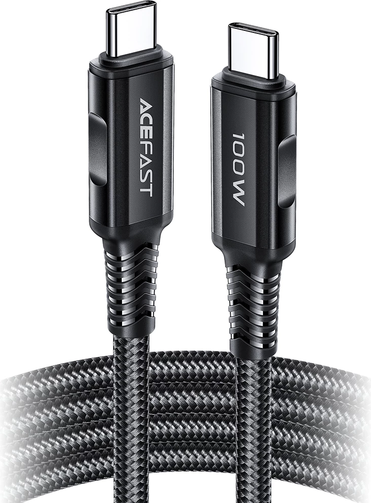 Kabllo USB-C në USB-C, Acefast C4-03, 2 m, 100W 5A, 480 Mb/s, PD QC, e zezë