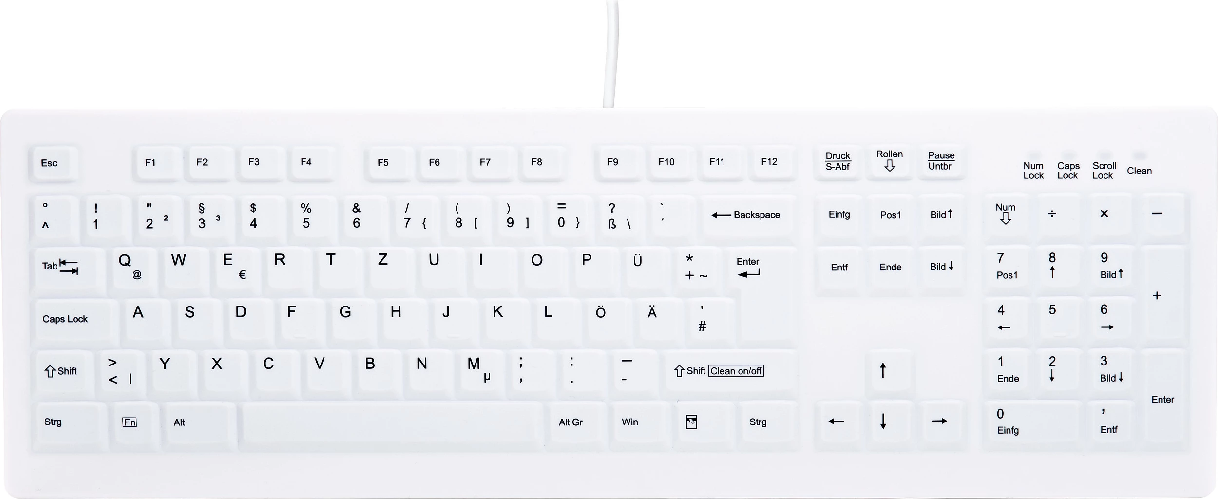 Tastierë wireless Active Key MedicalKey AK-C8100, full-size 105 taste, layout gjerman, e bardhë