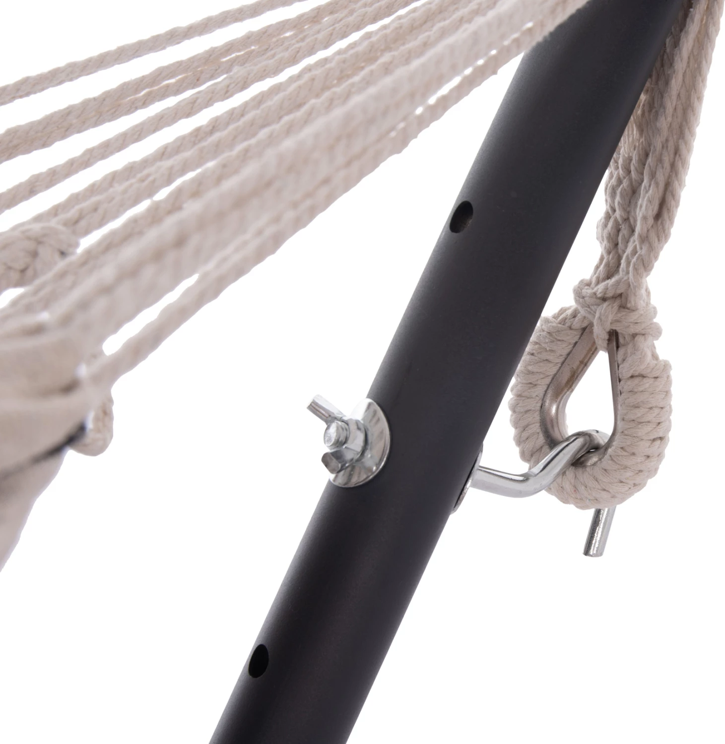 Hamake CRAVE, kornizë metalike antracit, pëlhurë blu me vija të bardha, 265x93x105cm