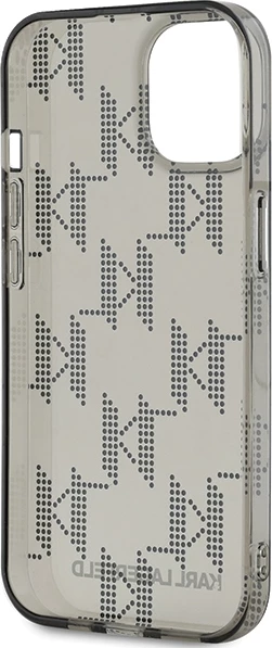 Mbështjellës Karl Lagerfeld IML Mono KL Pattern & Cord për iPhone 15/14/13, i zi