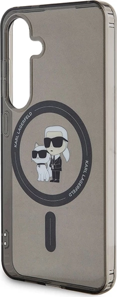Mbështjellës Karl Lagerfeld Karl&Choupette Glitter MagSafe për Samsung Galaxy S24, i zi
