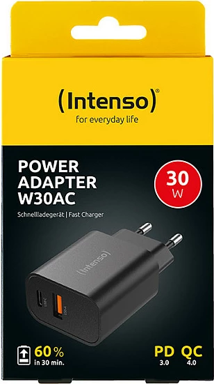 Adapter rryme Intenso W30AC, 30W, USB-C + USB-A, i zi