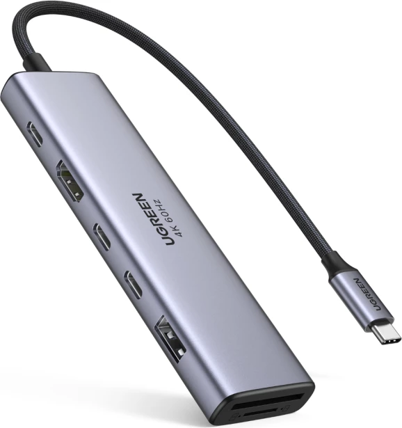Hub USB-C UGREEN 45521 7-në-1 10Gbps 4K@60Hz PD 100W gri