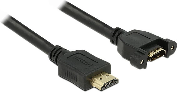 Kabëll HDMI zgjatues DeLOCK 1m, HDMI A mashkull në HDMI A femër panel-mount, i zi