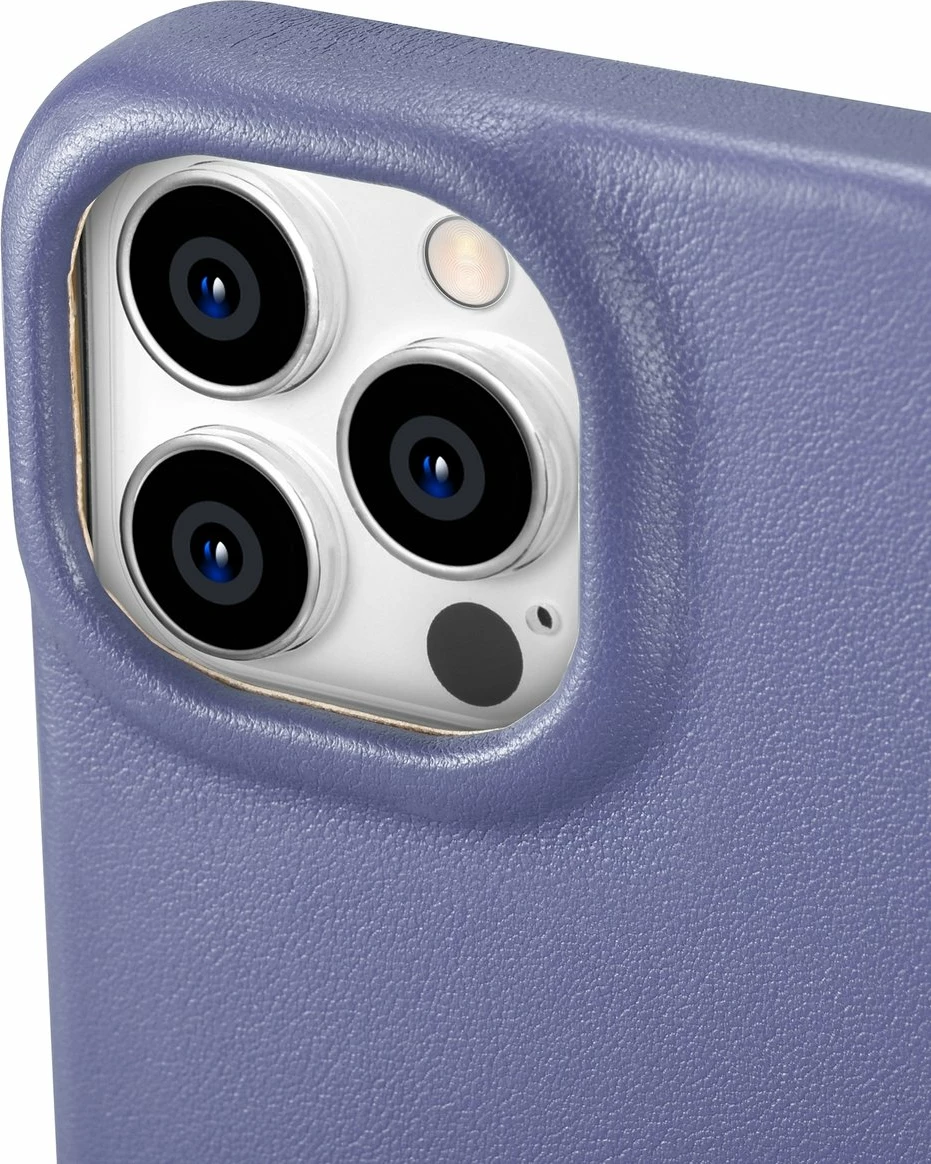 Mbështjellës iCarer CE Premium lëkure për iPhone 14 Pro Max, MagSafe, Vjollcë e lehtë