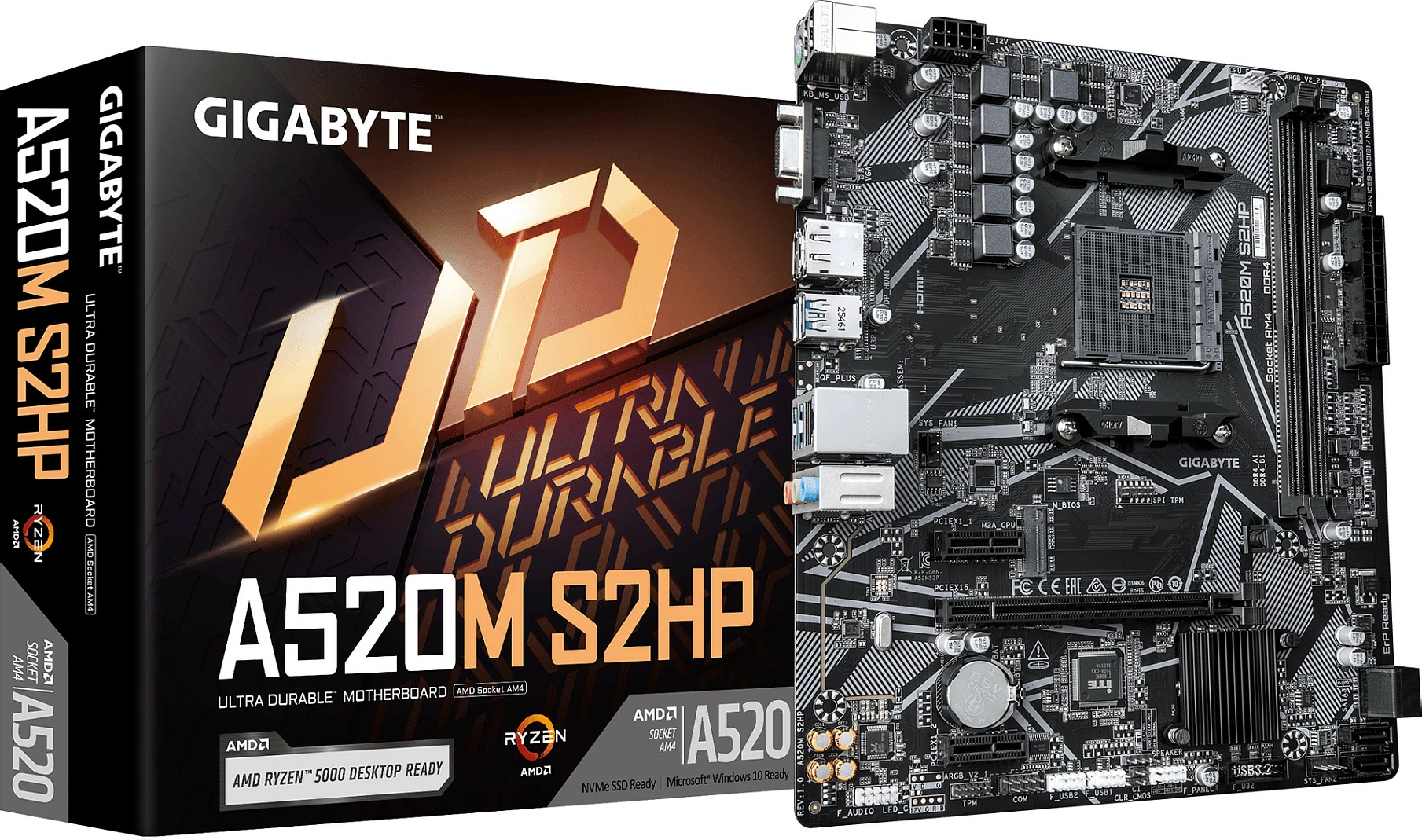 Pllakë amë Gigabyte A520M S2HP, Socket AM4, micro ATX, 2x DDR4, M.2, HDMI/DP/D-Sub