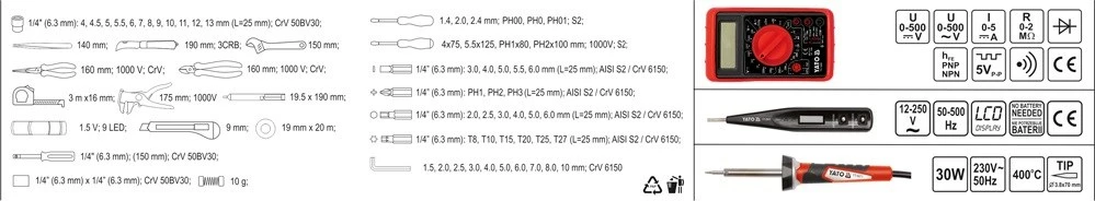 Set i veglave mekanike Yato, YT-39009