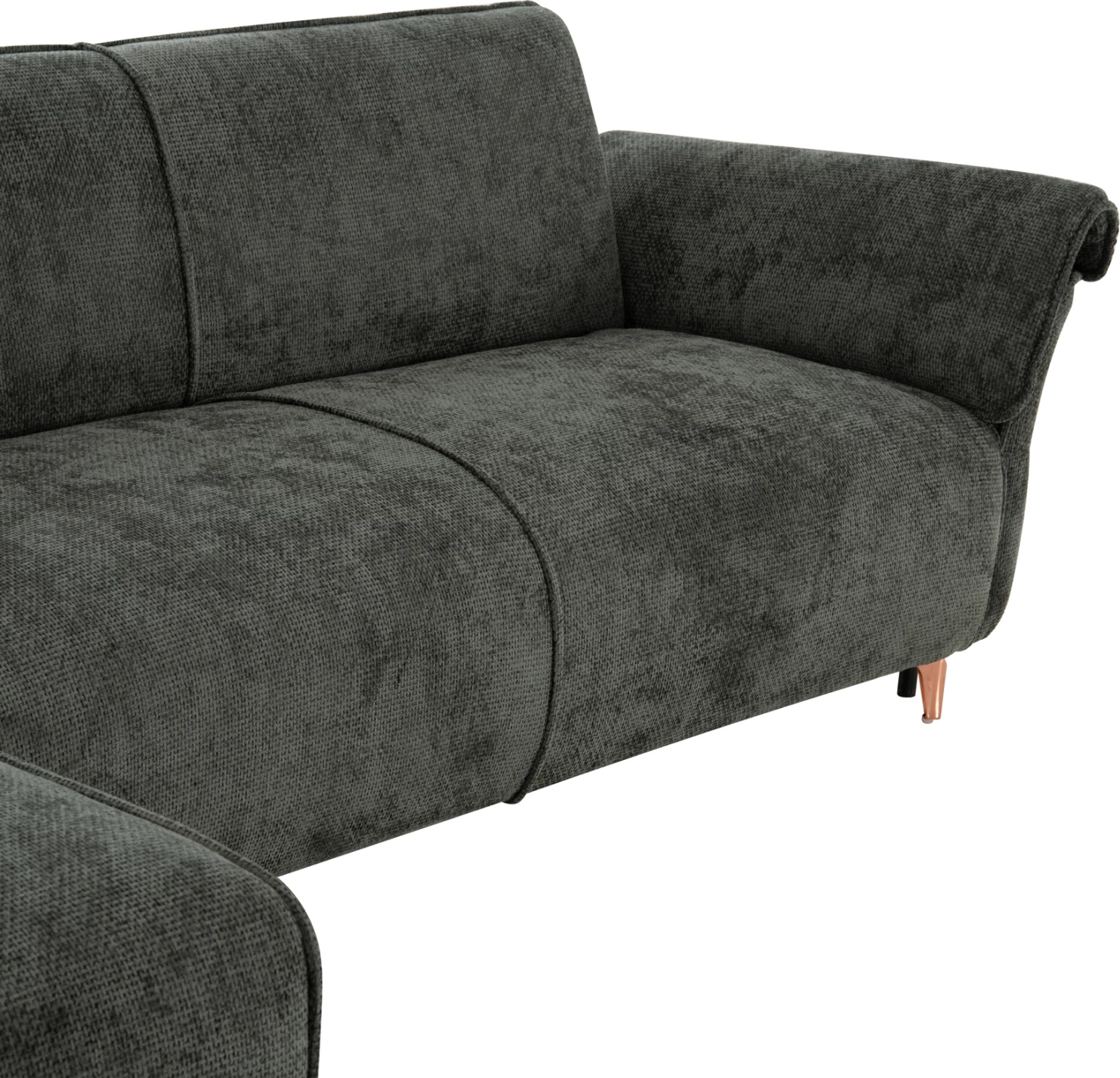 Kënd divan i kthyeshëm, shtrat MAILO, material jeshil, këmbë metalike, 300x145x80cm