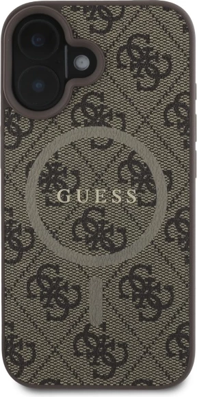 Mbështjellës Guess 4G Ring Classic Logo MagSafe për iPhone 16, Kafe